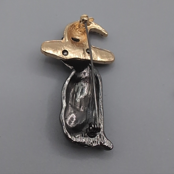 NWOT Halloween Black Cat Brooch With Bejeweled Skull Stud Earrings - Picture 8 of 12